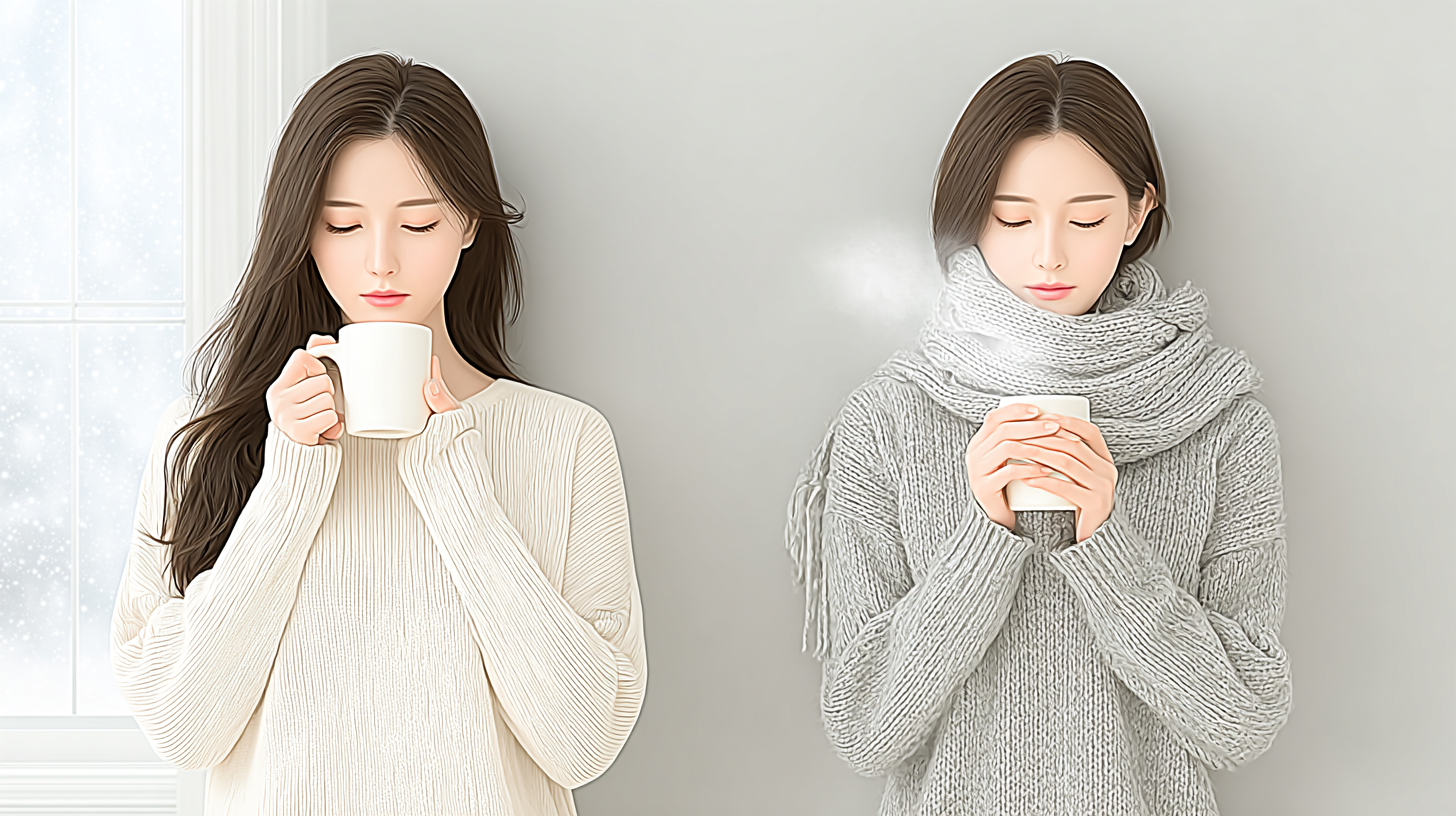 기침으로 목을 잡고 있는 환자와 가래로 불편한 환자를 비교하는 의료 상황