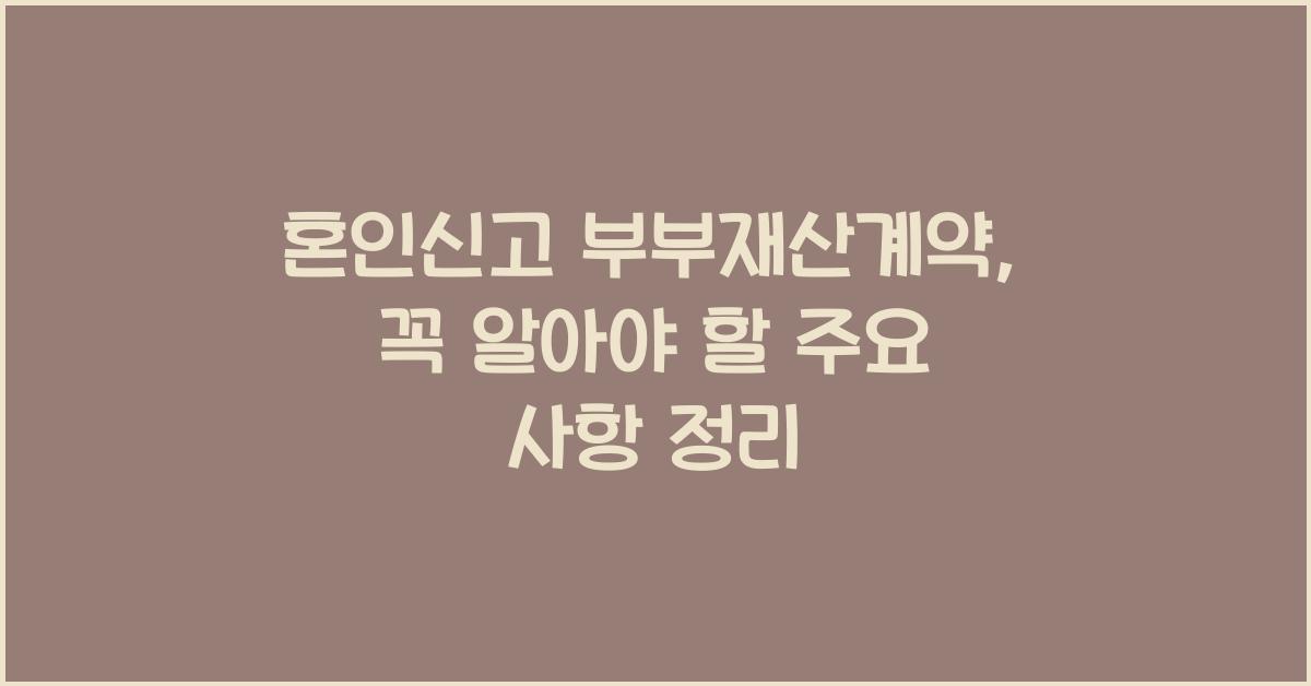 혼인신고 부부재산계약