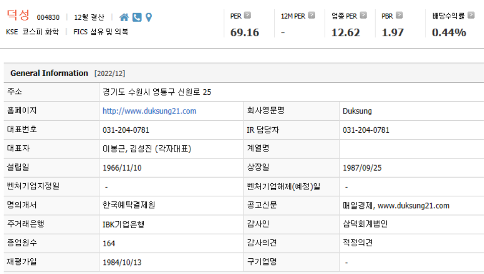 덕성 기업개요