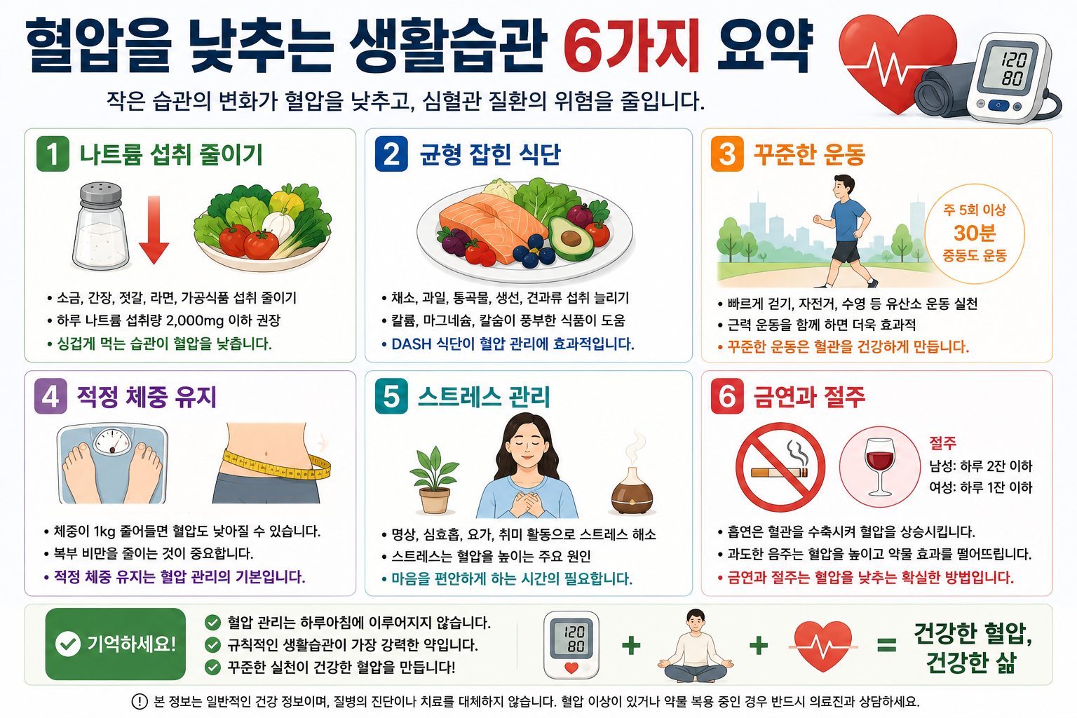 혈압을 낮추는 생활습관 6가지