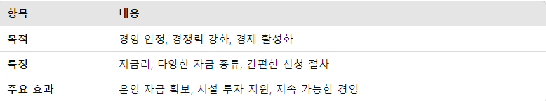 소상공인 정책 자금 요약