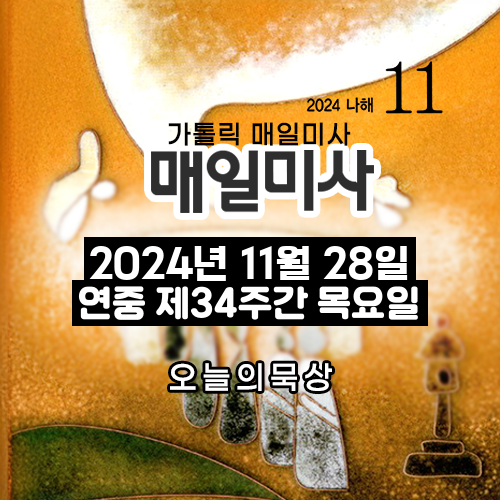 2024년 11월 28일 매일미사 연중 제34주간 목요일 오늘의 묵상