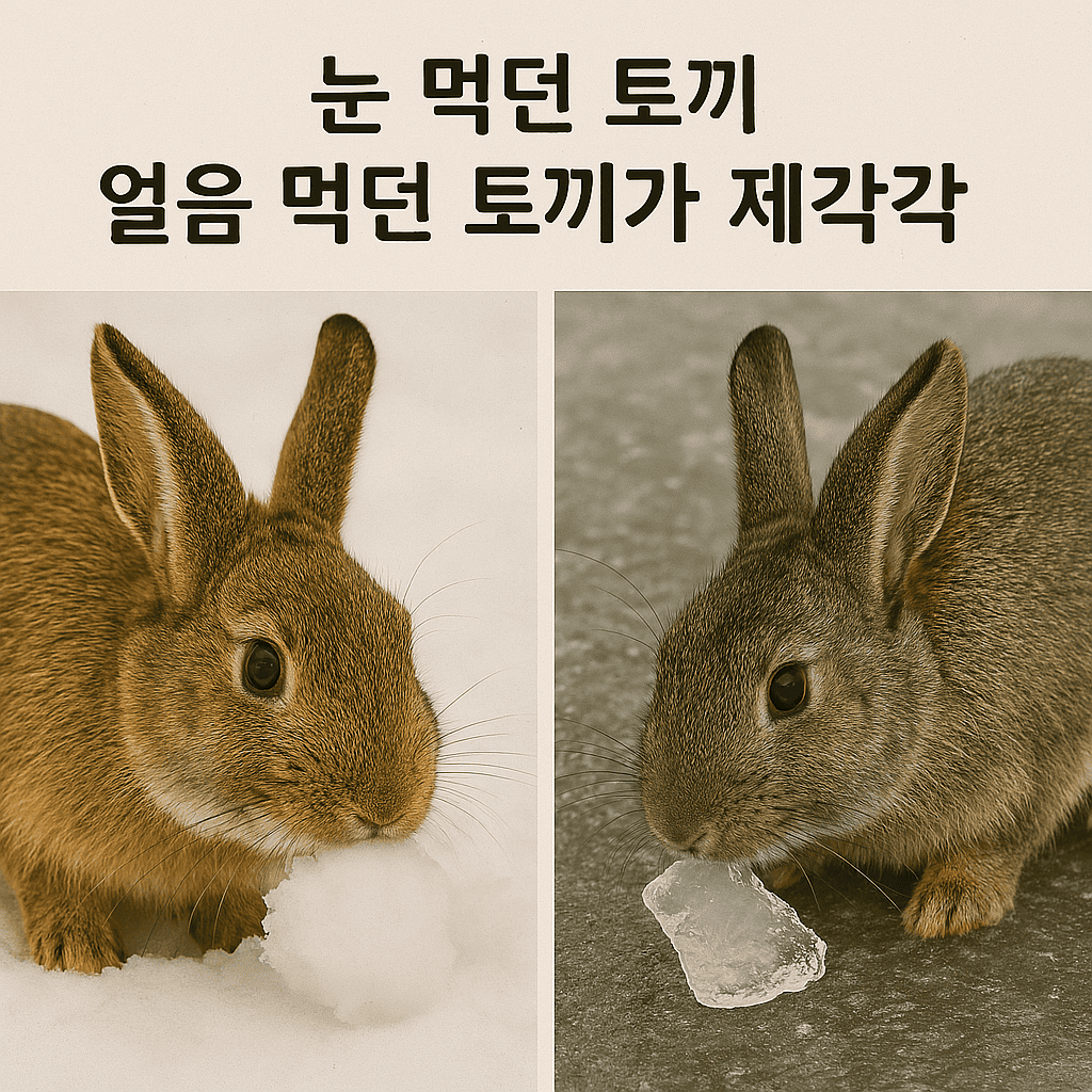 눈 먹던 토끼 얼음 먹던 토끼가 제각각