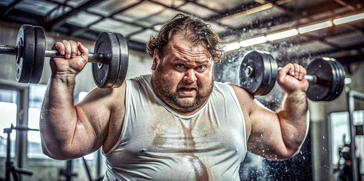 역기를 들고 운동하는 남성