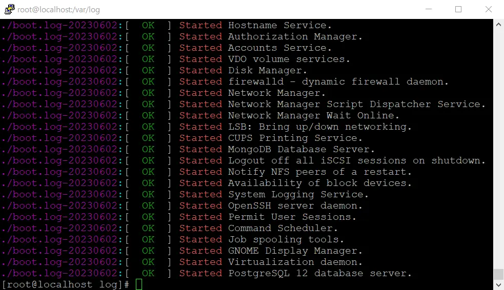 grep -ri &quot;started&quot; 결과
