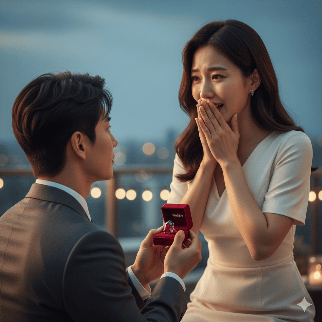 비아젬으로 프로포즈 선물하는 모습