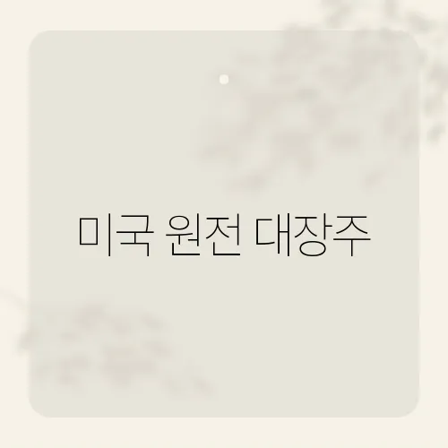 미국 원전 대장주, 월가가 찜한 3대 주도주?