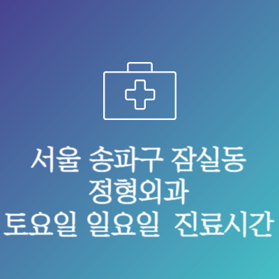 서울 송파구 잠실동 정형외과 주말 토요일 일요일 문여는 병원 진료시간
