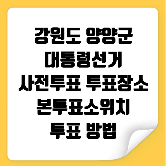양양군 대통령선거 사전투표 투표장소 투표소 위치 투표 방법