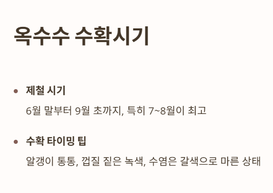 옥수수 수확시기