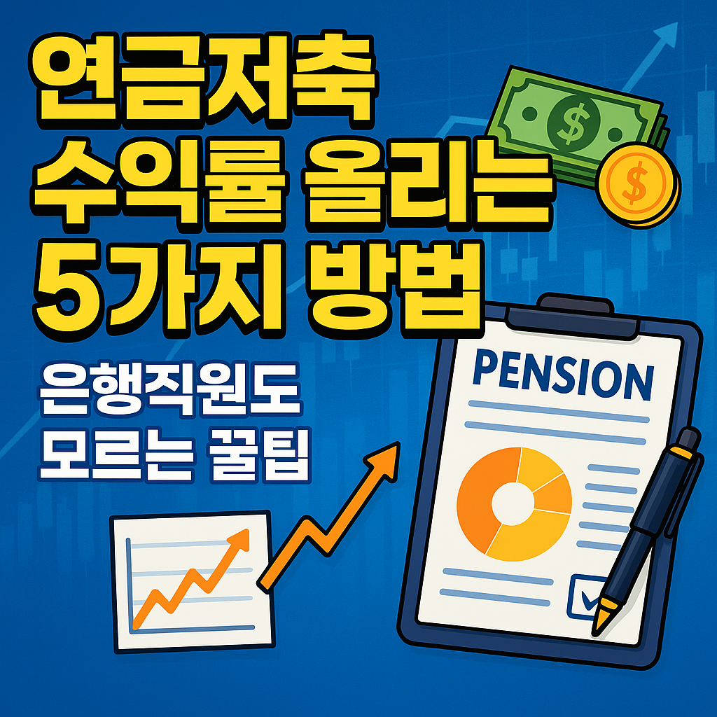 연금저축 수익률을 올리는 5가지 방법을 설명하는 정보형 썸네일 이미지.
