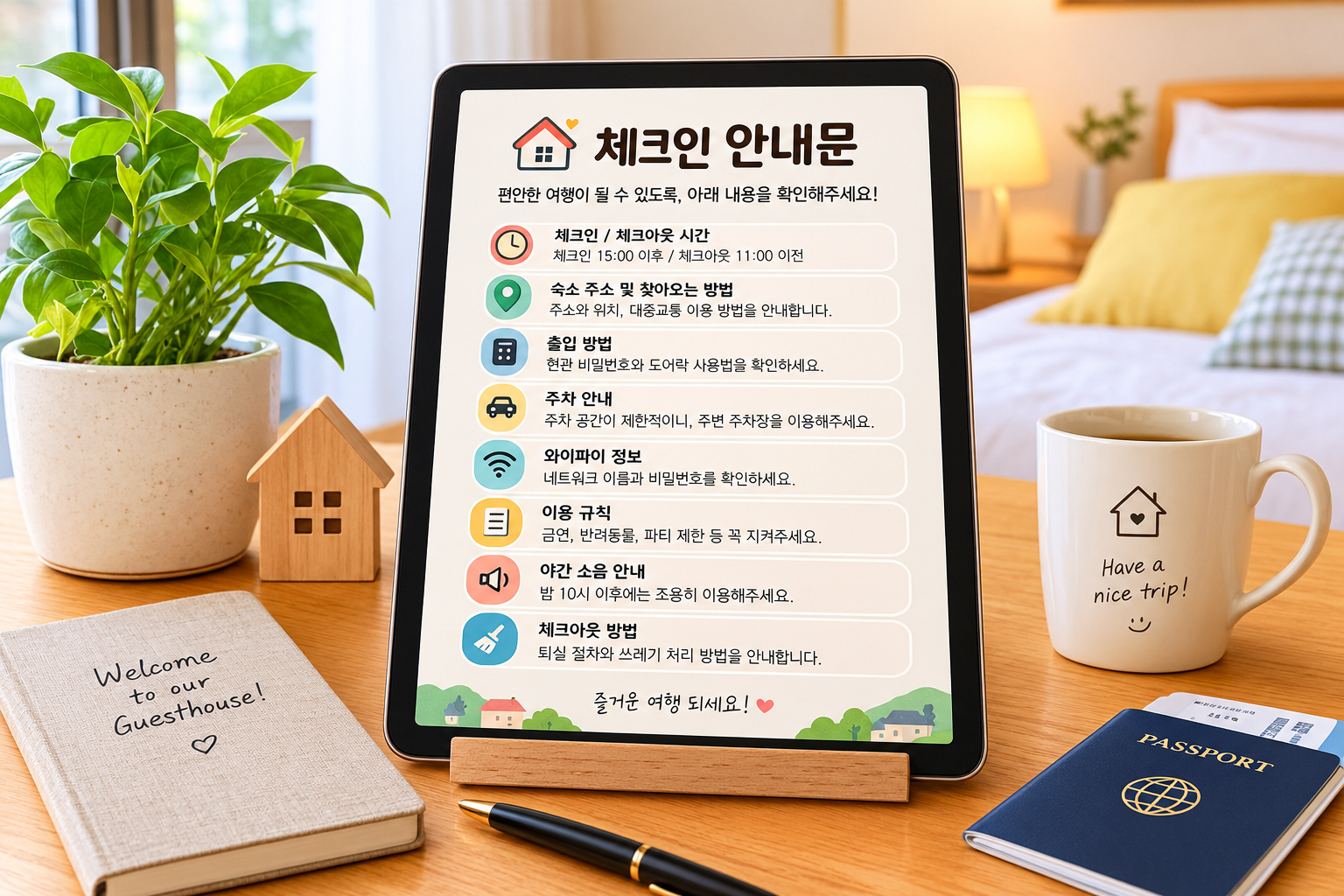 숙소 호스트에게 제공될 체크인 안내문