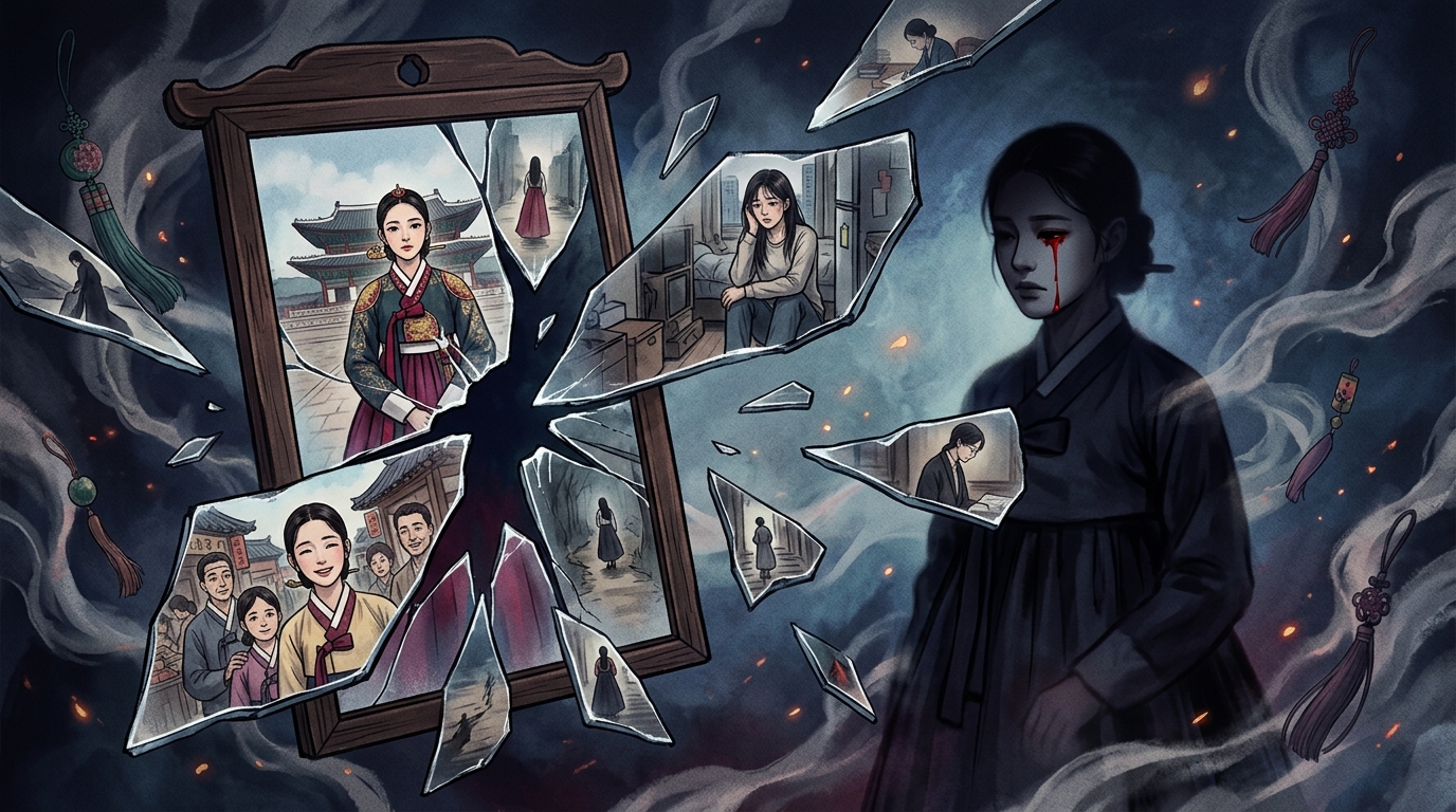 산산조각 난 거울 조각에 비친 주인공의 비극적 운명