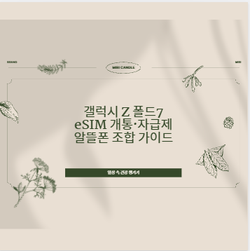 갤럭시 Z 폴드7 eSIM 개통&middot;자급제 알뜰폰 조합 가이드