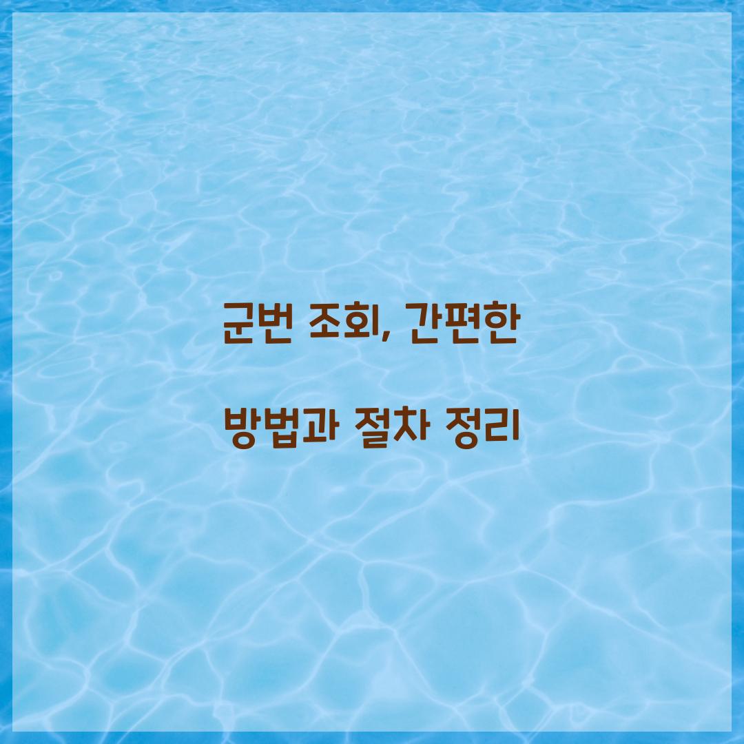 군번 조회