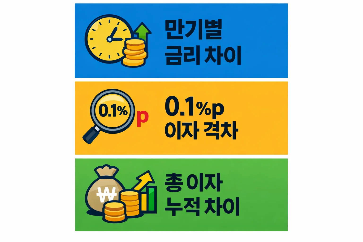 아낌e보금자리론 고정금리 선택 시 만기 전체 기간 동안 총 이자 누적 차이가 발생하는 구조를 실제 계산 관점에서 정리한 이미지