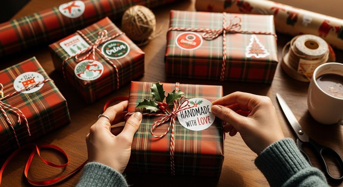 크리스마스 선물 포장 스티커