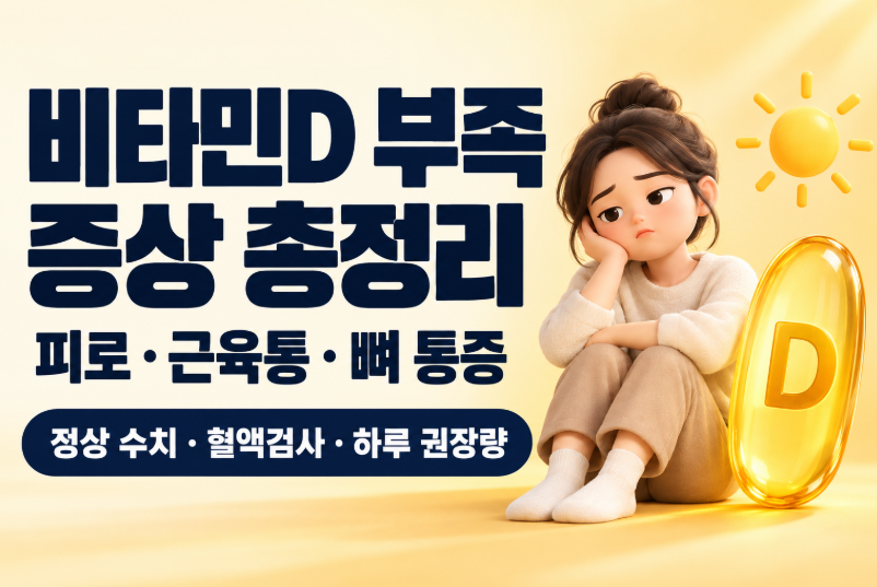 비타민D 부족 증상 총정리｜피로&middot;근육통&middot;뼈 통증&middot;정상 수치&middot;혈액검사&middot;하루 권장량