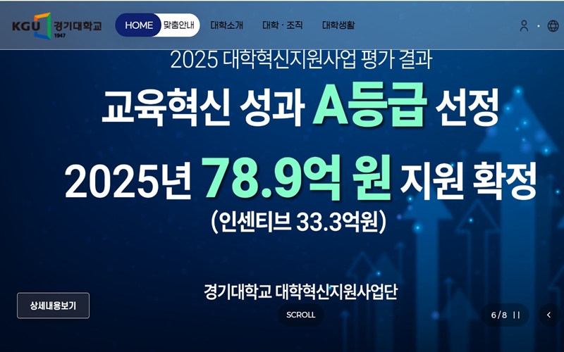 경기대학교 공식 사이트 메인 화면