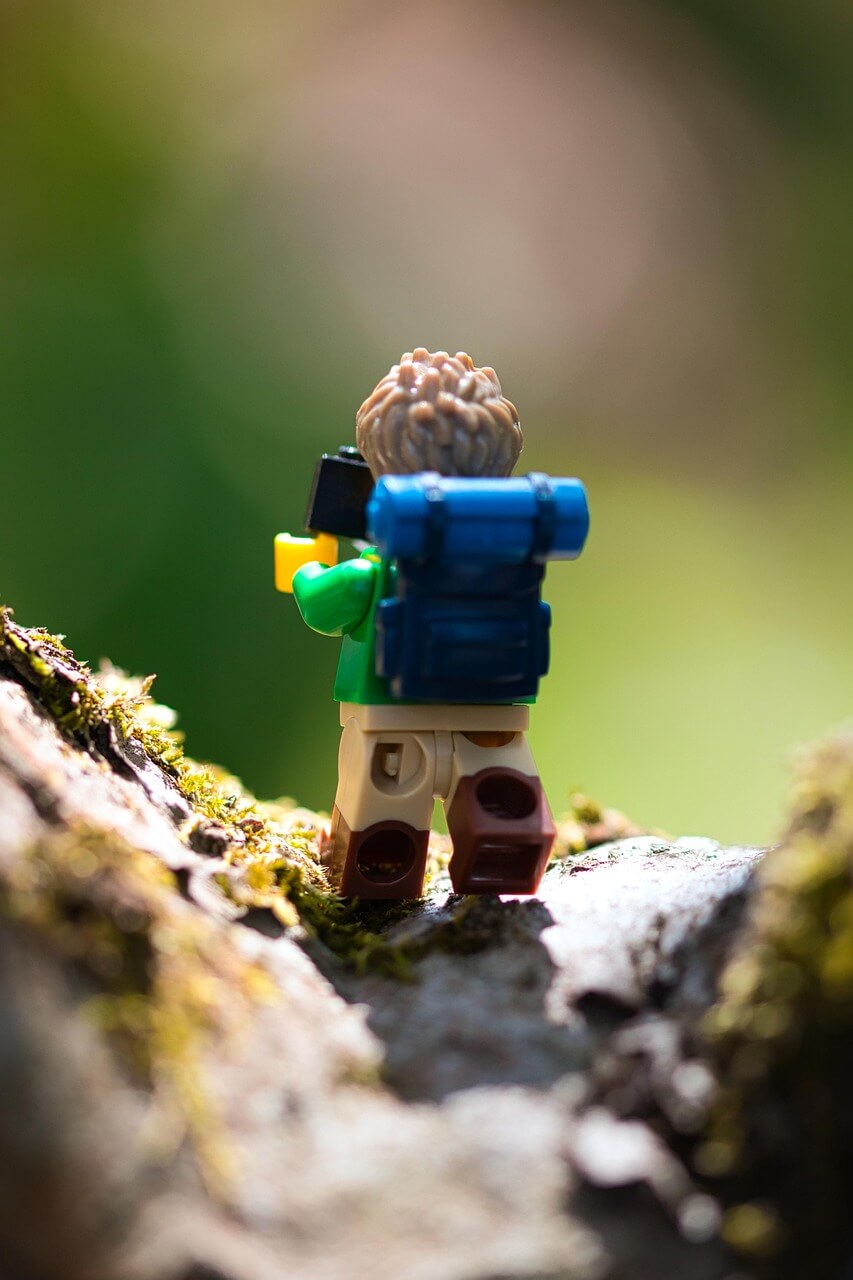 등산객 모형의 레고 인형