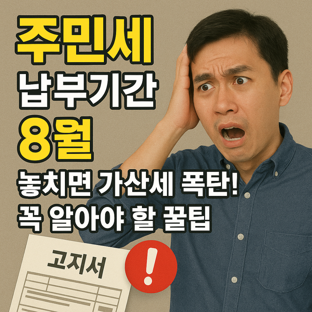 주민세 납부기간 8월, 놓치면 가산세 폭탄! 꼭 알아야 할 꿀팁 인포그래픽