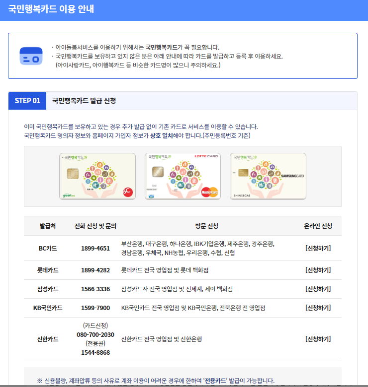 국민행복카드 이용안내