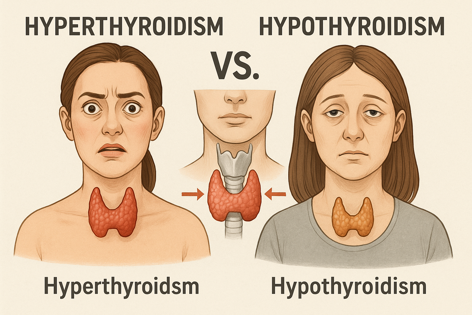 갑상선 기능 항진증과 갑상선 기능 저하증 모습