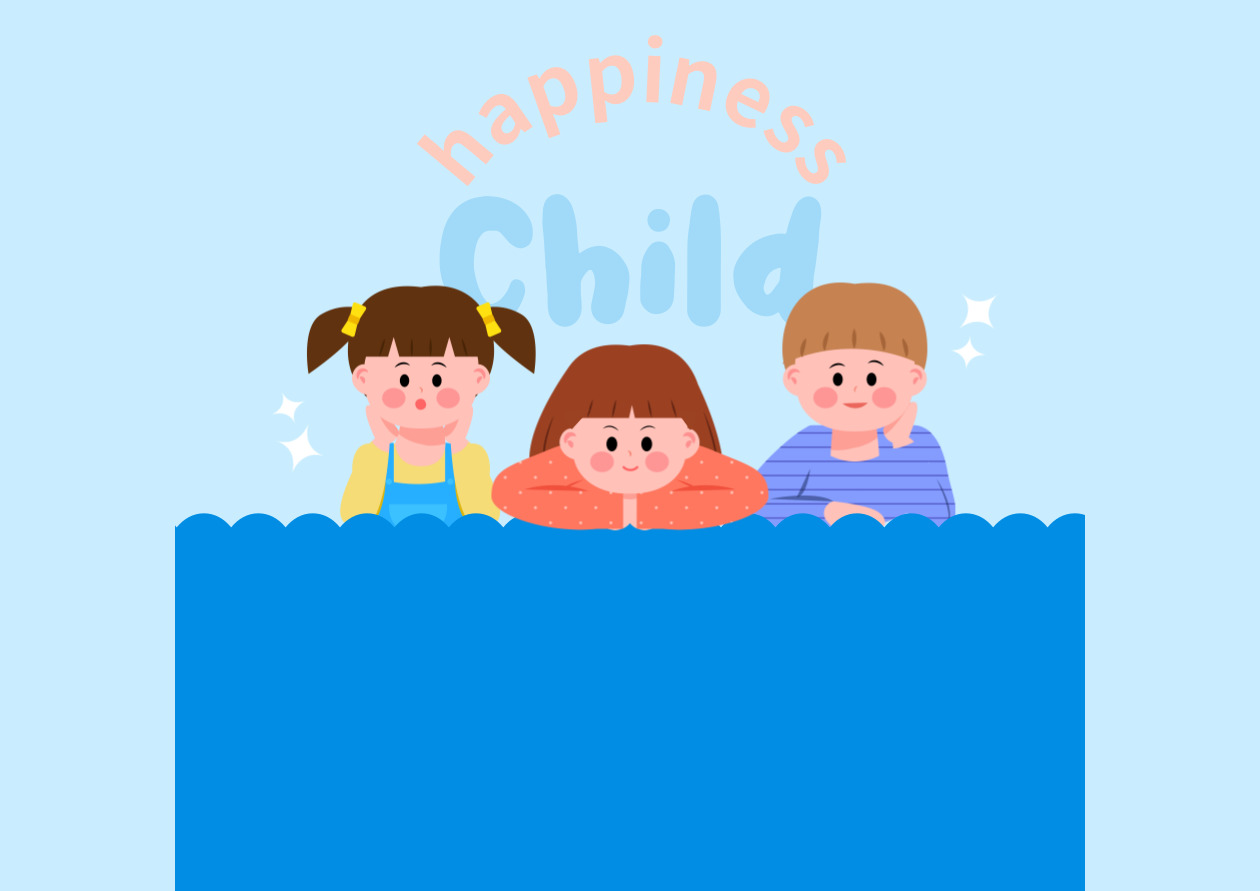 행복해 보이는 아이들의 만화 이미지