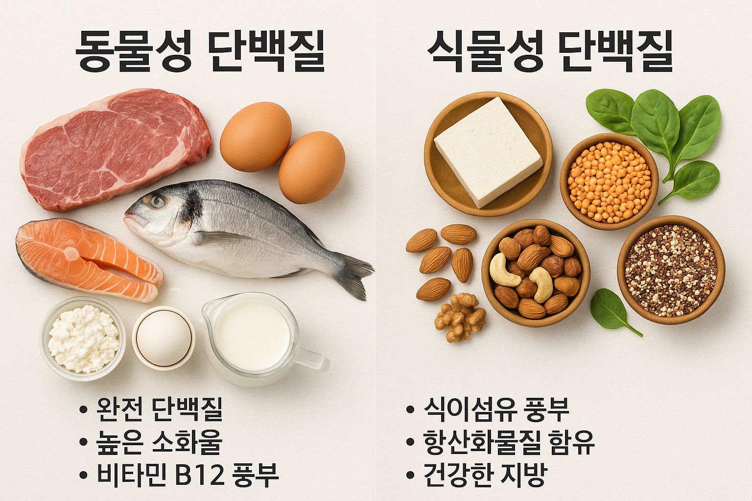 동물성과 식물성 단백질의 차이점