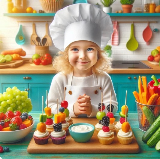 꼬마 요리사가 과일로 비타민 만들었어요