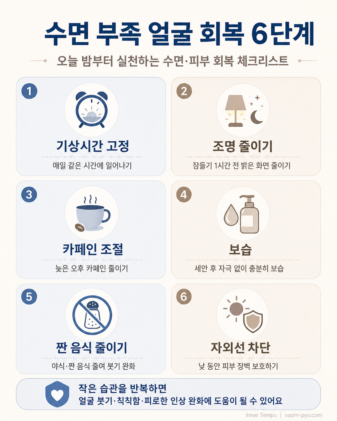수면 부족 얼굴 회복 체크리스트