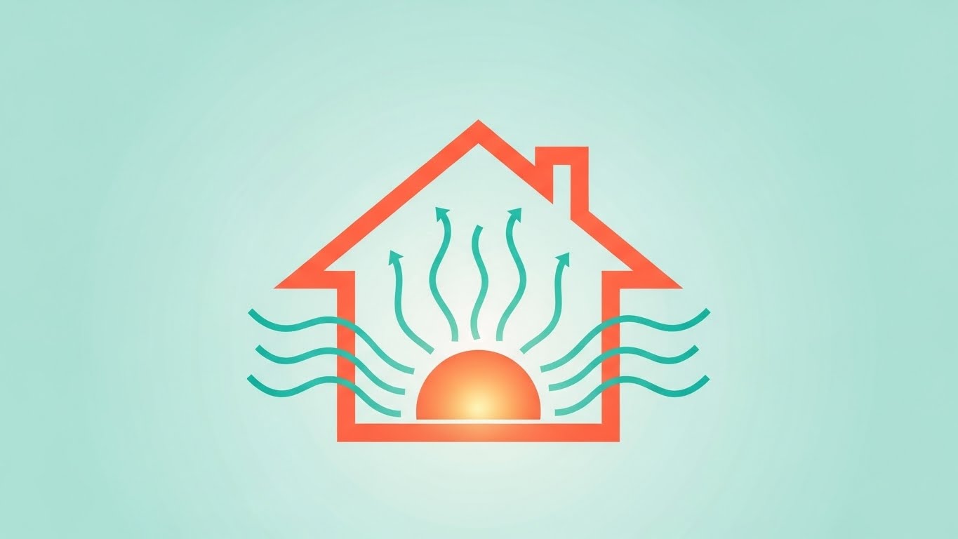 에너지 바우처와 주거 환경 개선 사업을 통해 따뜻하고 안전한 노후 주택을 표현한 일러스트