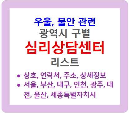 우울 불안 심리 상담 센터 리스트
