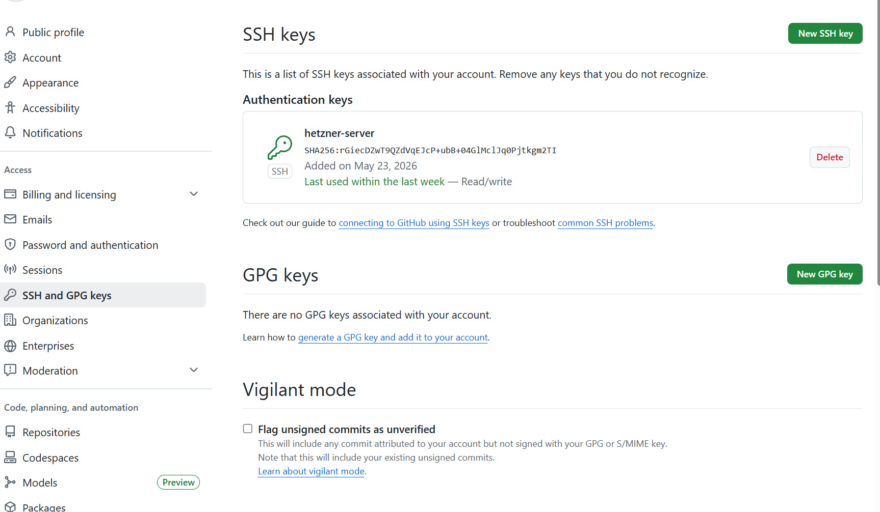 GitHub 레포 Settings → Deploy keys 화면에서 SSH 키를 등록