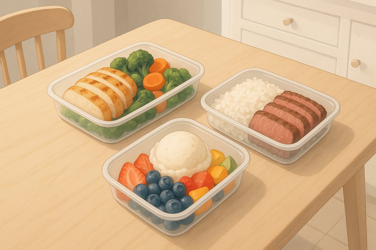 균형잡힌 단백질 위주의 식단 일러스트