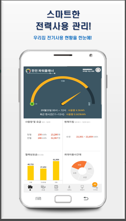 한전 파워플래너 앱, 실시간 전기사용요금 계산하기, 전기사용량 조회하기