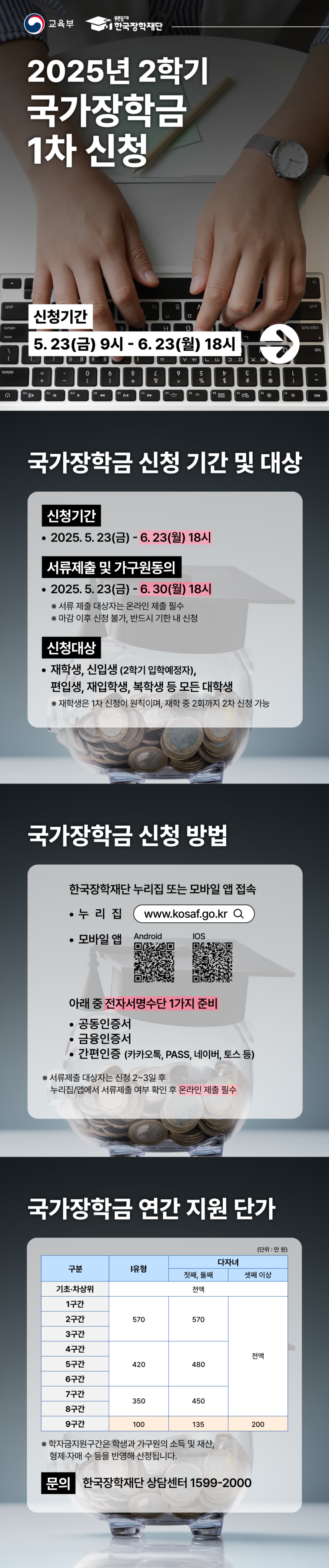 2025년 1학기 국가장학금 포스터