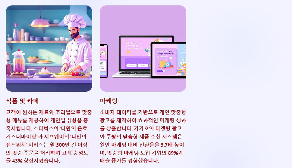 산업별 커스터 마이징 적용사례