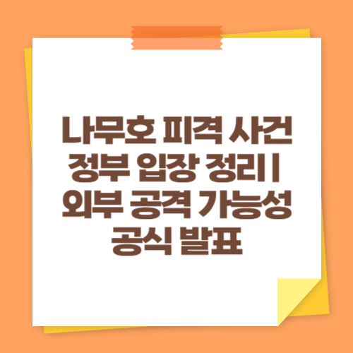 나무호 피격 사건 정부 입장 정리｜외부 공격 가능성 공식 발표
