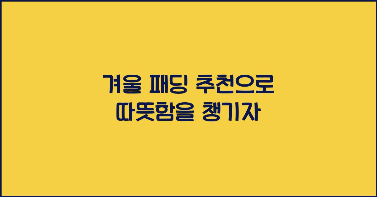 겨울 패딩 추천