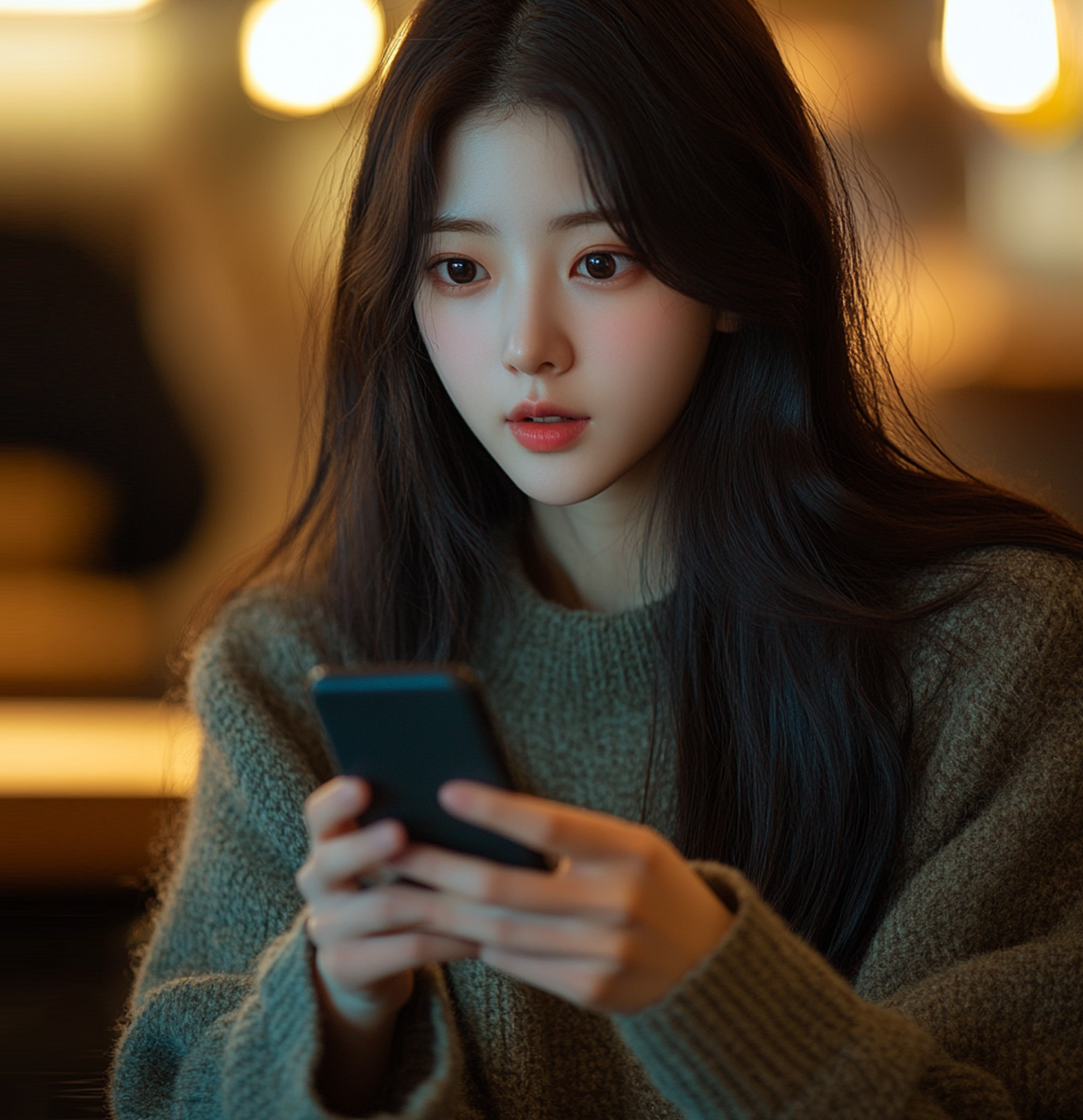 휴대폰으로-인스타그램화면-보는-한국여자01