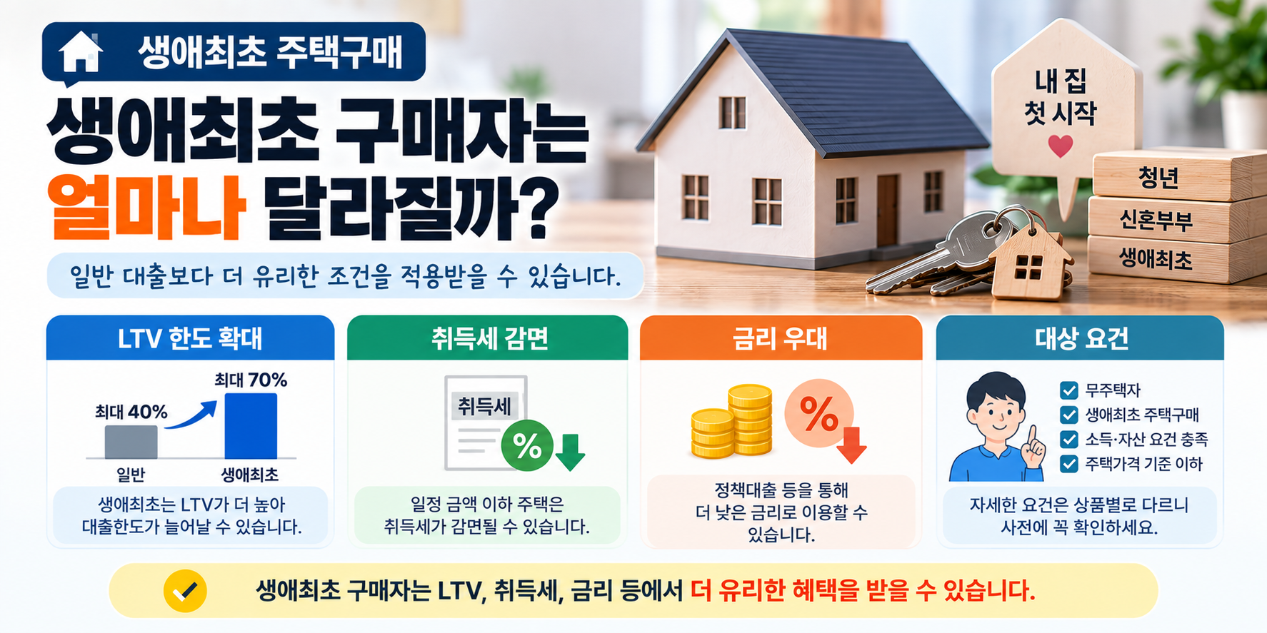 생애최초 주택구매자 LTV 취득세 금리 우대 조건 설명 이미지