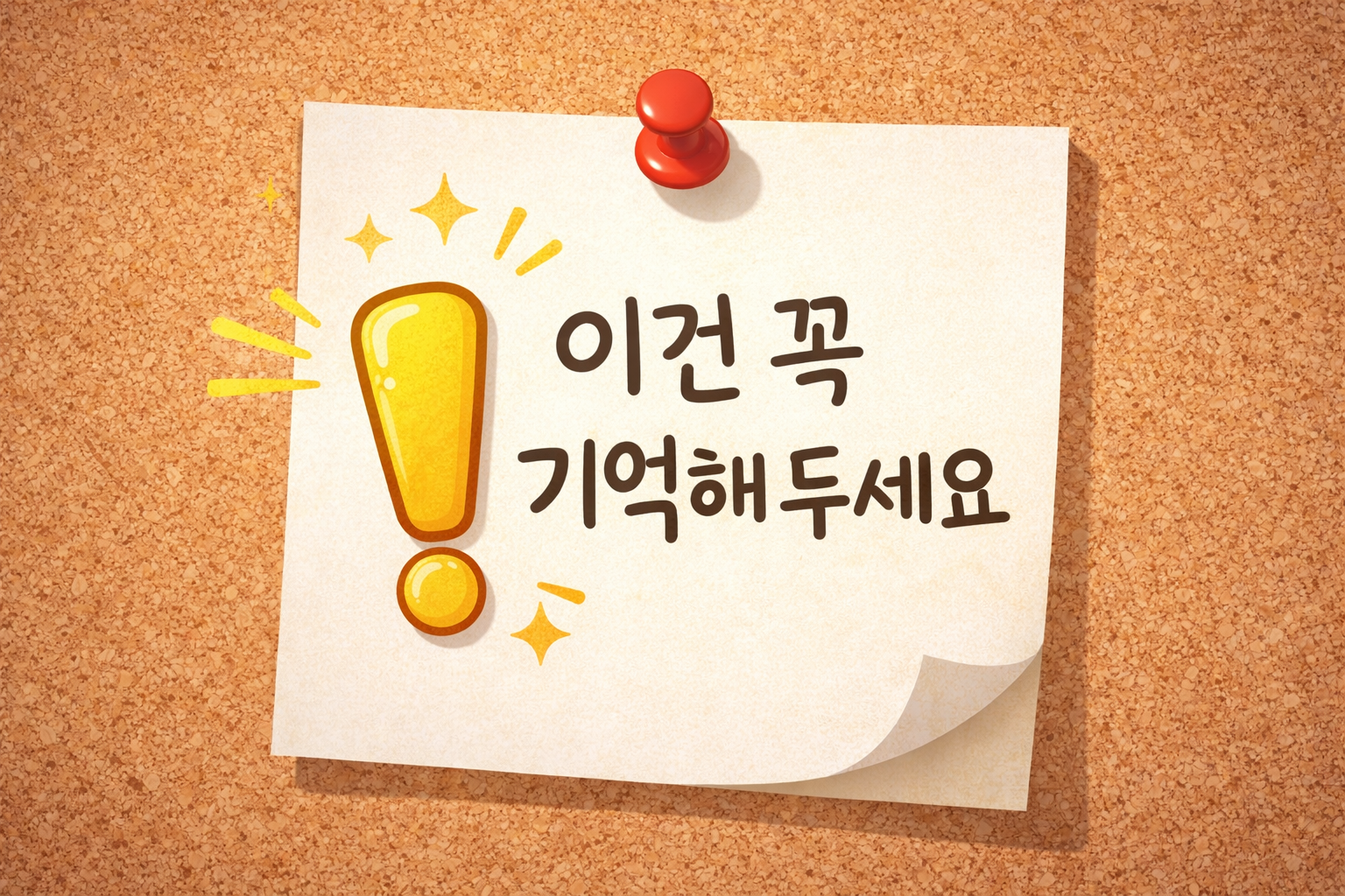 중요한 내용을 기억하라는 메시지를 강조하는 심플한 메모 스타일 그래픽 이미지