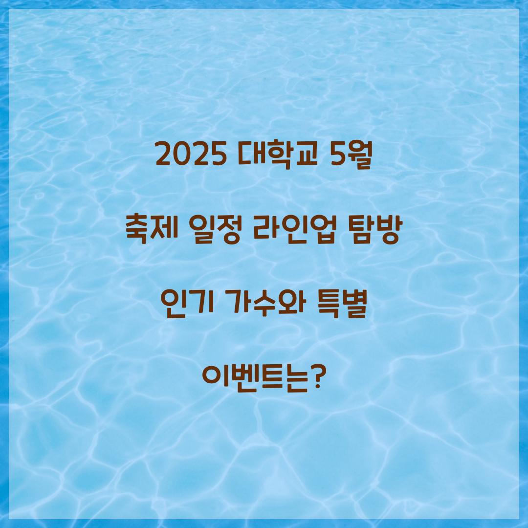 2025 대학교 5월 축제 일정 라인업