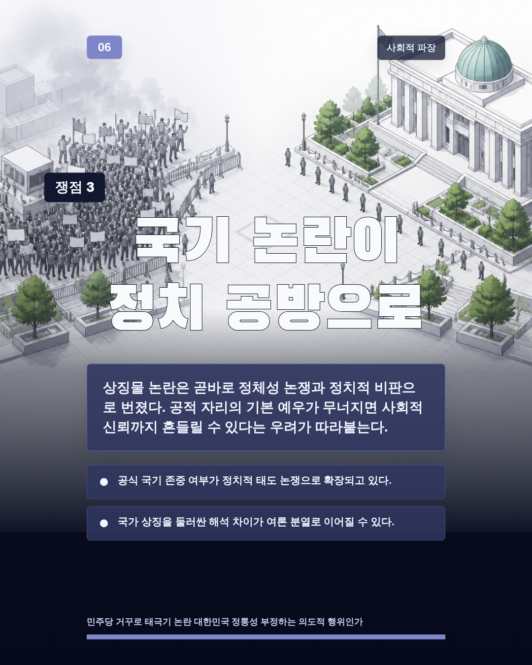 국기 논란이 정치 공방으로