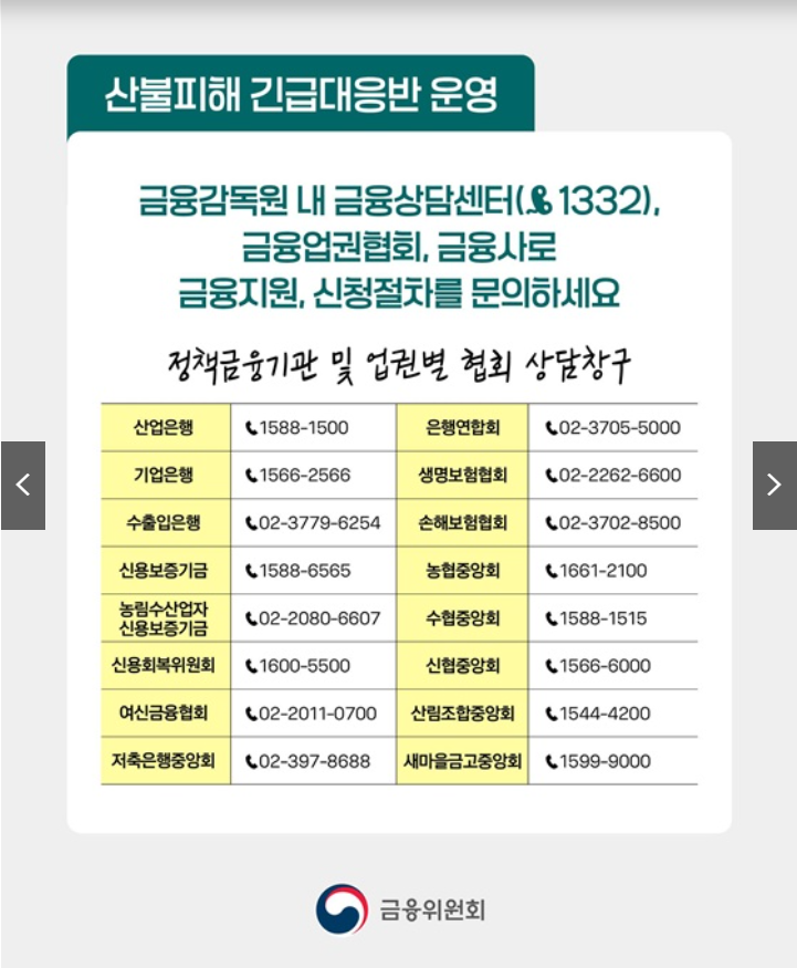 산불 피해 금융 지원3