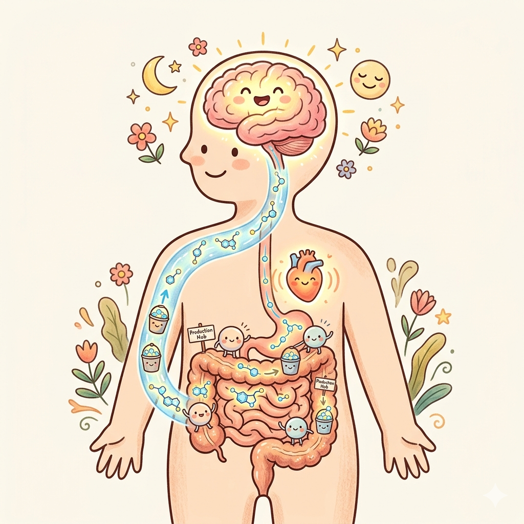 우리를 기쁘고 평온하게 만드는 신경전달물질인 세로토닌의 약 95%는 장관 점막에서 만들어진다.