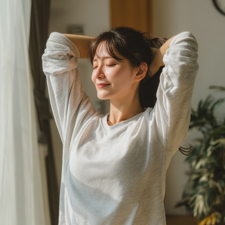 어깨통증이 없어진 중년 여성