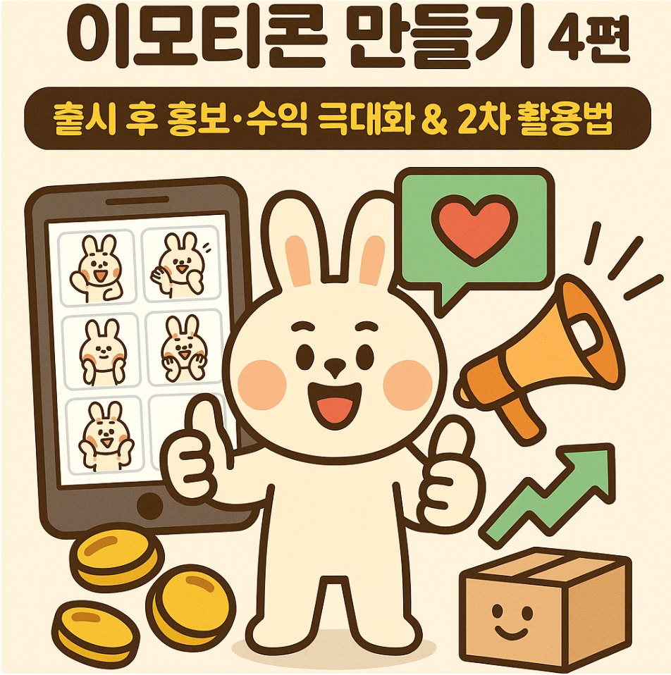 카카오톡 이모티콘 만들기 4편 – 출시 후 홍보·수익 극대화 &amp; 2차 활용법