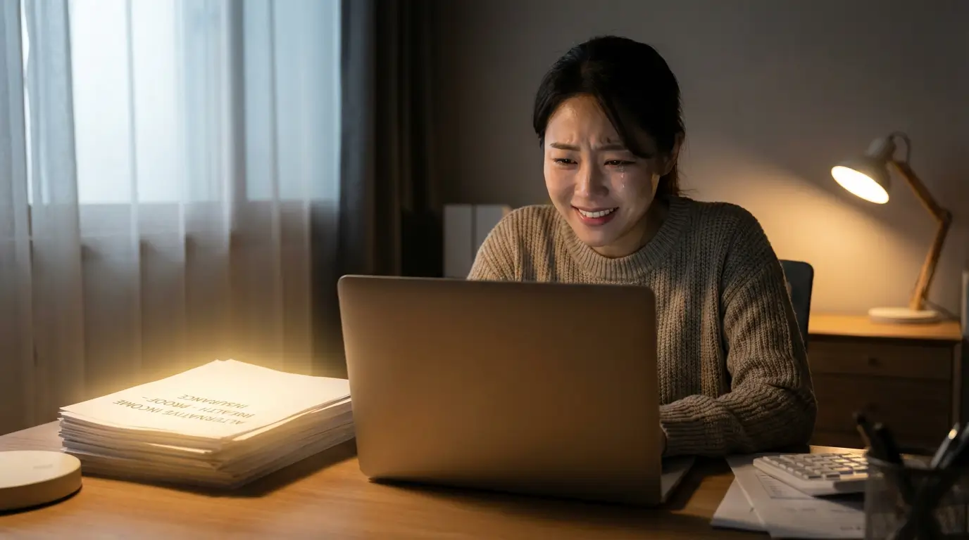 소득 증빙 서류가 없어 고민하던 프리랜서가 추정 소득이라는 새로운 해결책을 발견하고 희망을 갖는 모습